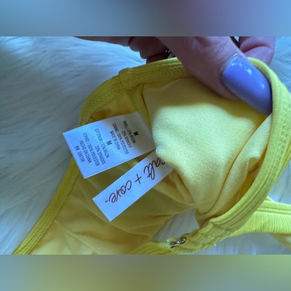 Salt + Cove Ribbed Bralette Long Line Bikini Swim Top Yellow NEW Medium - Picture 5 of 9